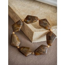 Dore Collection Yassı Amorf Kesim Doğal Taş Unisex Bileklik