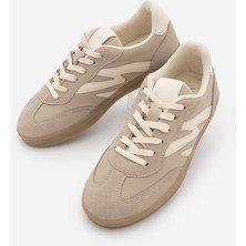 Marjin Kadın Sneaker Bağcıklı Spor Ayakkabı Starse Bej