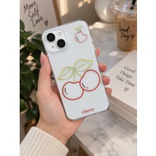Aksesuarda iPhone 15 Uyumlu Kiraz Desenli Esnek Silikon Telefon Kılıfı – Darbe Emici, İnce, Hafif ve Şık Tasarım