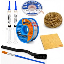 Smnr Elektronikci Lehim Teli 0,8mm 40G 2’li Flux Havya Ucu Temizleme Seti CP-3015 Lehim Emme Teli Fırça SETI120
