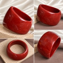 Dore Collection Premium Reçine Bileklik • Pinterest Model Dev Chunky Bangle • Kalın Oval Tasarım Şık Vintage Kadın Bilezik