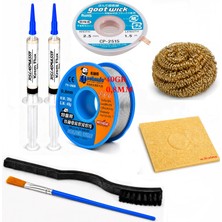 Smnr Elektronikci Lehim Teli 0,8mm 40G 2’li Flux Havya Ucu Temizleme Seti CP-2515 Lehim Emme Teli Fırça SETI106