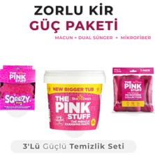 The Pink Stuff Zorlu Kir Güç Paketi - 3'lü Güçlü Temizlik Paketi (Macun-Bez-Dual)