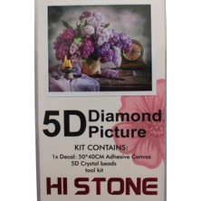 Hi Stone Histone 5d Elmas Taş Işleme Kiti 40X50 cm Mor Çiçekler Desen