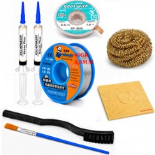 MHM Lehim Seti 0,8 mm 40 gr Lehim Teli 2’li Flux CP-3515  Lehim Emme Teli Fırça ve Havya Ucu Temizleme ST302