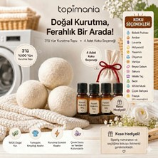 3 Adet Xxl Doğal Yerli Üretim Çamaşır Yün Kurutma Topu 4 Adet 10 ml Esans - Kurutma Makinesi Için