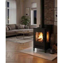 ThermAir Üç Camlı Pelet ve Odun Sobası – 30 m² Isıtma Kapasiteli, 3 Camlı Modern Pelet Soba