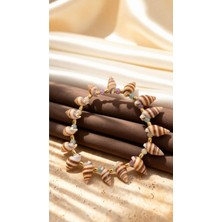 Dore Collection Deniz Kabuğu Bileklik Gold Detaylı Lastikli Renkli Yazlık Marin Unisex Aksesuar