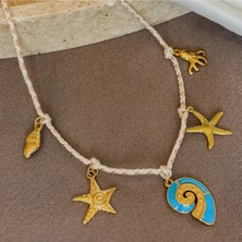 Dore Collection Çelik Charm Detaylı Deniz Temalı - Ip Kolye
