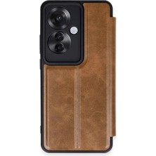 Sora Group Reno 11F Kılıf Flip Cover - Taba