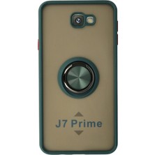 Sora Group Samsung Galaxy J7 Prime Kılıf Montreal Yüzüklü Silikon Kapak - Yeşil