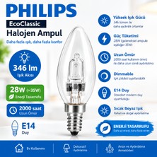 Philips Ecoclassic E14 28W Halojen Ampul – 346 Lm, 230V, Dimmable