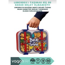 750 ml Iki Bölme Kulplu Paslanmaz Çelik Lunch Box Kaşık Hediyeli Beslenme Kutusu