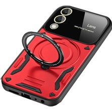 Sora Group Samsung Galaxy S25 Edge Kılıf Joy Lens Standlı Kapak - Kırmızı