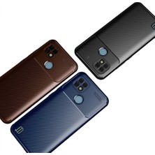 Sora Group Realme C21 Kılıf Auto Focus Karbon Kapak - Kahverengi