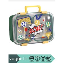 750 ml Iki Bölme Kulplu Paslanmaz Çelik Lunch Box Kaşık Hediyeli Beslenme Kutusu