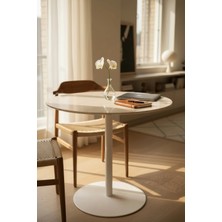 Evstyle Temperli Kırılmaz Cam Masa - Mermer Desen ( 100 cm Çap)