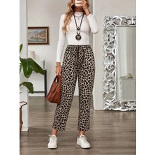 Alyn Wear Kadın Yüksek Bel Bağcıklı Leopar Desenli Modal Pantolon