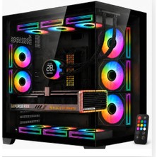 Gametech Prıme Pro 8X120MM Argb Aynalı Fanlı Kumandalı Siyah Oyuncu Kasası