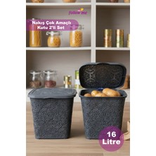 Follow Me Nakış Çok Amaçlı Kutu 2'li Set Füme - 16 Lt -FM213006-füme