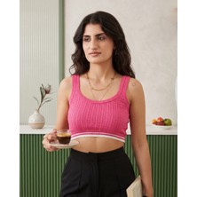 Kadın Şerit Detaylı Crop Atlet Bralet