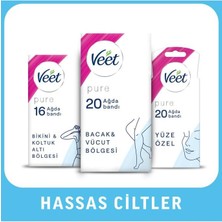 Veet Pure Hassas Ciltler Ağda Bandı Seti Yüz Bacak Vücut Bikini Koltuk Altı 56 Adet