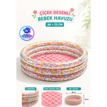 Yıldırım Oyuncak 3 Boğumlu Çiçek Desenli Bebek Şişme Havuzu 86X25CM – Yumuşak Şişme Tabanlı Yuvarlak Çocuk Havuzu