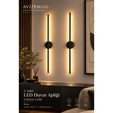 avizem360 Siyah  70 cm Aplik –( 2’li Set )| Pilli Tak-Çalıştır