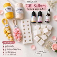 Medita Craft Gül Salkım Sabun Yapım Seti - 2 Adet Renk- 1 Adet Koku-2 Adet Pamuk Ip- 1 kg Opak Sabun Bazı- Gül Sililkon Kalıbı