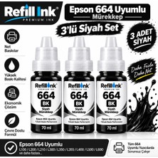 Bionet Teknik Epson L386 Uyumlu 664 Muadil Siyah Mürekkep 3'lü Paket