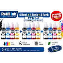 Bionet Teknik Epson L1300 Uyumlu 664 Muadil 4 Renk Mürekkep Seti 3'lü Paket
