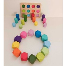 Moccotoys Eşleştirme Tablalı Silindirler ve Denge Blokları - 12 Renk