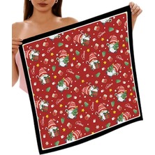 Ed Collection Yeni Sezon Yılbaşı Desenli Bandana Fular Yeni Yıl Hediyesi Şal Estascarf Kırmızı 70X70 cm