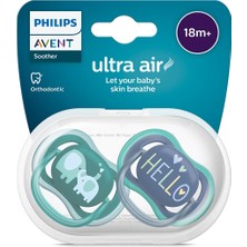 Avent Ultra Air Emzik, 18 Ay+, Erkek Bebekler Için, 2’li Paket, Ortodontik Silikon, Geniş Ha