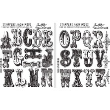 Uravas Store Stampers Anonymous Tim Holtz Kauçuk Yapışma Damgası, 17,8 x 21,6 Cm, Motif: Cirque Alfabe