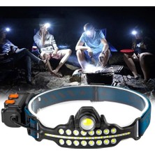 Belirtilmemiş Fithome W690 7 Aydınlatma Modlu Xpe Cob LED Sensörlü Dahili Pilli USB Şarj Edilebilir Kafa Feneri