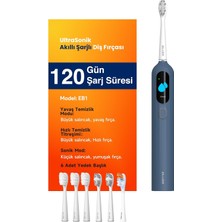 Uravas Store Pluzz Ultra Sonik Şarjlı Diş Fırçası 120 Gün Şarj Süresi 6 Adet Başlık (Lacivert)