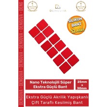 Denguva Özel Üretim Ekstra Güçlü Pe Köpük Esaslı Çift Taraflı Hazır Kesilmiş 25X30MM Asma Bant 12 Adet