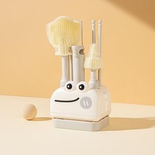 Valkyrie 8 Parça Silikon Biberon Temizleme Fırça Seti Kurutma Standlı Emzik Pipet Şişe Beyaz