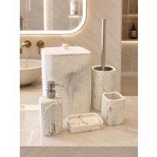 Acar Plus 5 Parça Lüx Laduree Stonea Beyaz Silver Banyo Seti