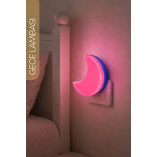Telvesse Yarım Ay Gece Lambası On/off Tuşlu Koridor Hol Işığı Uyuma Işığı Pembe K6975