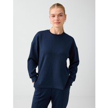 Jimmy Key Lacivert Rahat Kesim Bisiklet Yaka Modal Sweatshirt
