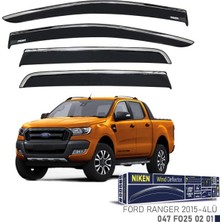 Ford Ranger 2015-2022 Kromlu Cam Rüzgarlığı Ön - Arka 4 Parça Füme Polikarbon Mlz. Niken 047FO250201