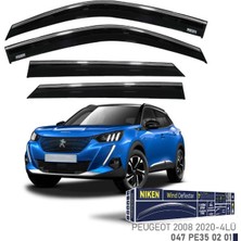 Peugeot 2008 2.nesil 2020+ Kromlu Cam Rüzgarlığı Ön - Arka 4 Parça Füme Polikarbon Mlz. Niken