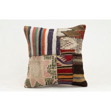 Kilim Wholesale El Yapımı Kilimden Yapılmış Vintage Kırlent Kılıfı, Yün, 40X40 cm