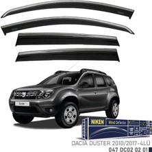 Dacia Duster 1 2010-2017 Kromlu Cam Rüzgarlığı Ön - Arka 4 Parça Füme Polikarbon Mlz. Niken 047DC020201