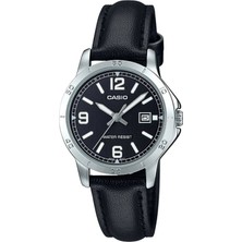 Casio Casıo LTP-V004L-1B Deri Kordon Takvimli Kadın Kol Saati