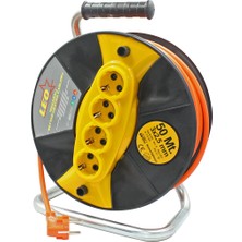 Leo Seyyar Uzatma Kablosu 50 Metre Makaralı 3x2,5mm Ergonomik Taşıma Kolaylığı