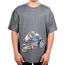 Gp Kompozit TSH002 Racing Motosiklet Bel Baskılı T-Shirt Gri