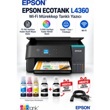 Epson L4360 Ecotank Fotokopi Tarayıcı Wi-Fi Yazıcı – 15.100 Siyah Beyaz 5.500 Renkli Sayfa + Ekstra Siyah Mürekkep ve Yazıcı Kablosu Hediye